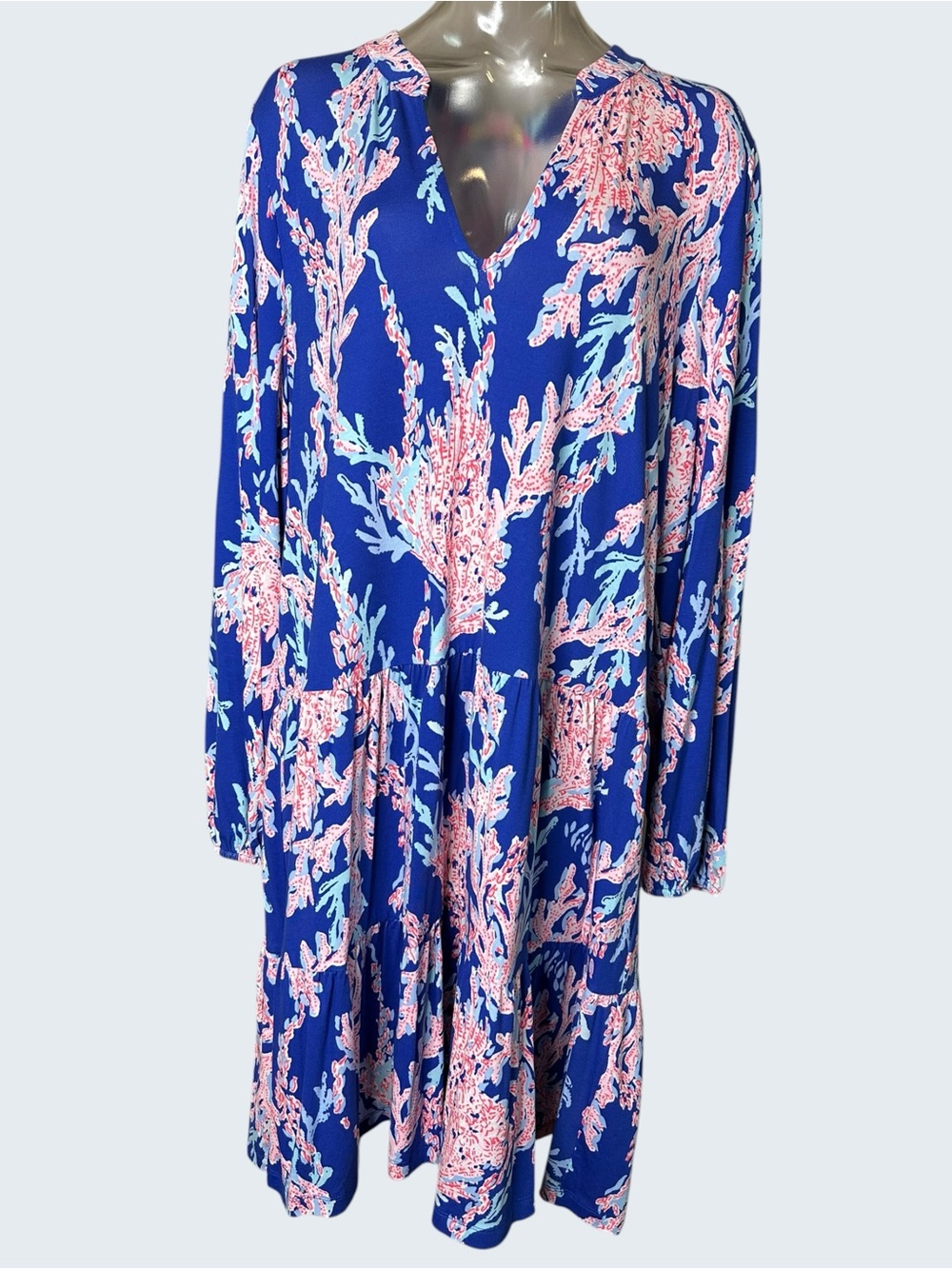 LILLY PULITZER Women's TRACI L/S Dress BOREALIS BLUE SWIM ON OVER XL NWT - Picture 3 of 9
